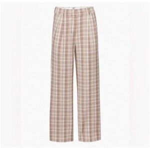 Aritzia Sunday Best Harvey Pant Plaid Slouchy Twill Trouser Pleated Straight Leg